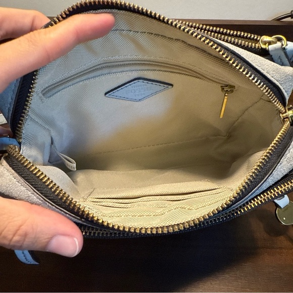 FOSSIL Blue Gray Leather Small Shoulder Crossbody Handbag P - Picture 11 of 14